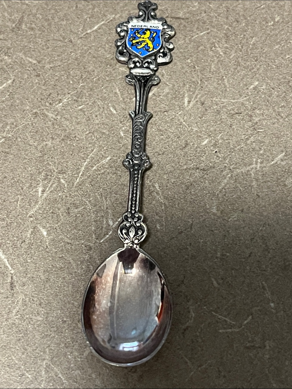 Nederland Blue &Yellow Coat of Arms Decorative Spoon - Made in Holland 90 Silver